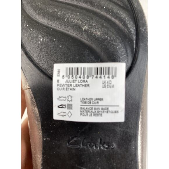 New Clarks Juliet Lora Pewter Leather Soft Gold Loafer Metallic Slip On Size 6.5 - Picture 8 of 8
